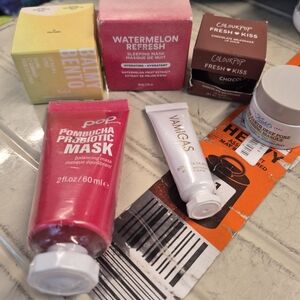 K-Beauty Skincare & Lip Minis Lot  Of Masks Watermelon + Probiotic Masks 6 Items